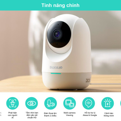 Camera quan sát Qihoo 360 C211 2K 1296P, Xoay 360 độ, H264+ Smart AI App Botslab - Hàng chính hãng