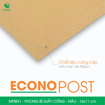 MPBN1 - 16x11 cm - Combo 100 phong bì giấy cứng đóng hàng màu nâu thay thế túi gói hàng
