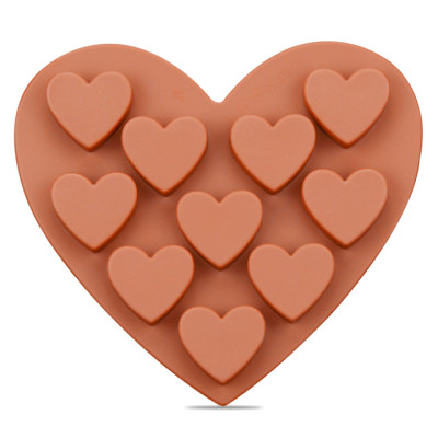 Khuôn silicon làm bánh, rau câu, socola 10 trái tim – Mã số 1083