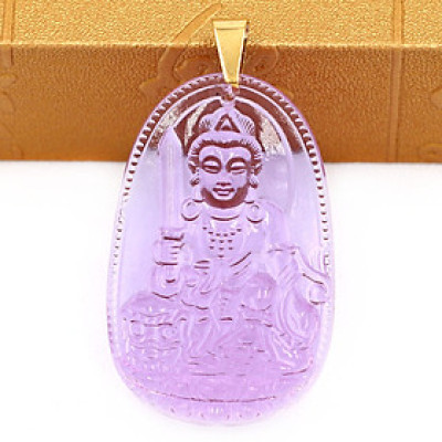 Mặt Phật Văn Thù Bồ Tát pha lê tím 5cm