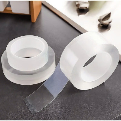 Cuộn băng keo trong suốt đa năng dán siêu dính trên mọi bề mặt, keo nano 2 mặt chống thấm tiện lợi dài 3cmx5m Cuộn keo chống thấm nhà bếp trong suốt