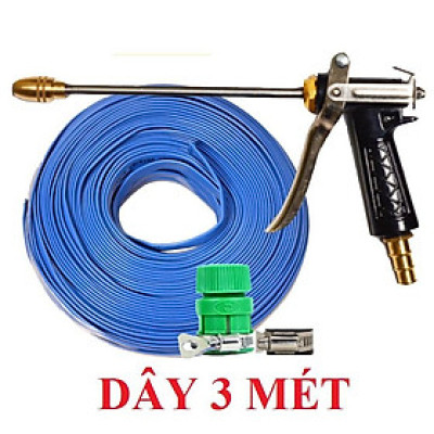 Bộ dây vòi xịt nước rửa xe,tưới cây .tăng áp 3 lần,loại 3m, 5m 206318H đầu đồng, đai+ tặng túi đựng bút