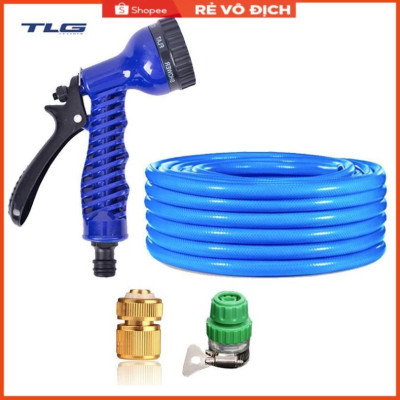 Bộ dây vòi xịt rửa xe, tưới cây, dọn dẹp nhà cửa 3-5m (cút đồng nối nhựa xanh) 206843