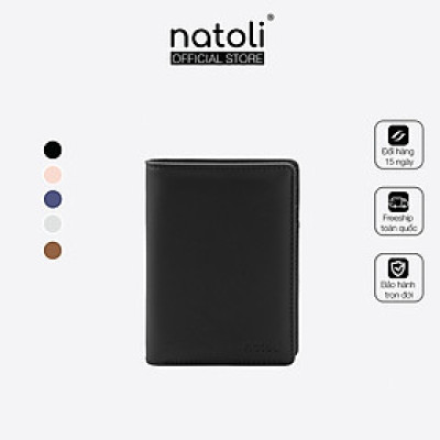 Ví da nam nữ dáng đứng NATOLI gập đôi đựng thẻ cao cấp BST Simple Vertical Wallet V3