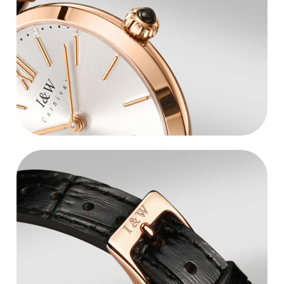 Đồng Hồ Nữ I&W Carnival 562L Chính Hãng BH 24T Chịu Nước 30m Kính Chống Xước Dây Da Cao Cấp ( Máy Quartz)