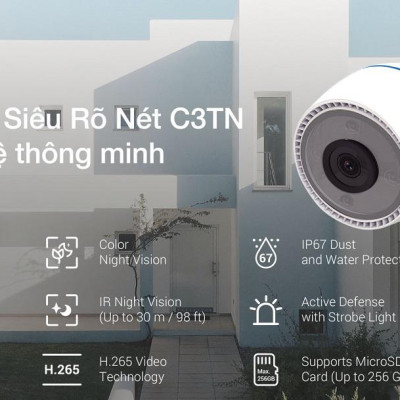Camera IP Wifi Ngoài Trời EZVIZ C3TN 2MP 1080P Color Night Tích Hợp Mic Thu Âm - Có Màu Ban Đêm - Hỗ Trợ Thẻ Nhớ Lên 256G - Hàng Chính Hãng