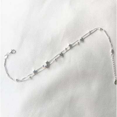 Lắc chân bạc 925 dây đôi gắn sao và bi xinh xắn nhẹ nhàng Dế Bạc - LC4095 - 2