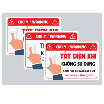 Tem Nhắc Nhở Tắt Điện, Tem Nhựa Decal Dán Cảnh Báo Tắt Điện Khi Không Sử Dụng, An Toàn, Dán Lên Mọi Bề Mặt. Takyhome 5006