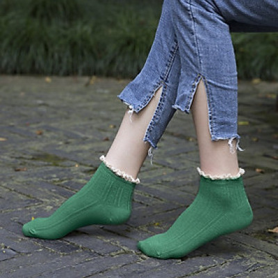 Vớ Tất Nữ Cotton Thoáng Mát Viền Bông