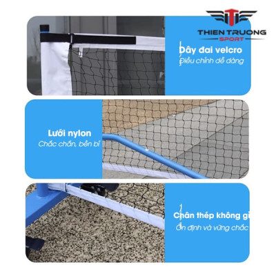 Trụ lưới di động Pickleball X-ACE dài 6,7m rộng 91cm, kết hợp 4 bánh xe có khóa 360° di chuyển và cố định thuận tiện