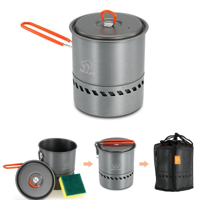 Nồi nấu ăn ngoài trời 1.5L bằng nhôm oxit bề mặt chống trầy xước,tay cầm có thể thu gọn