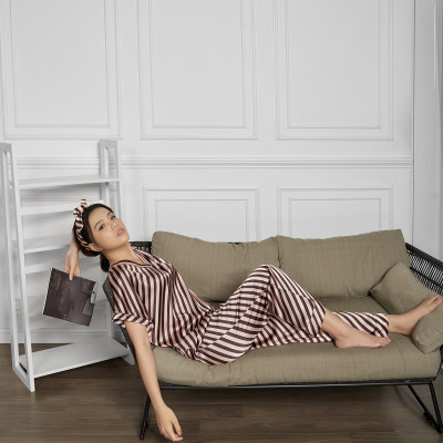 Đồ Bộ Nữ Mặc Nhà Pijama Dài Cổ Chữ V Maxivic, La Mộc - MM112109