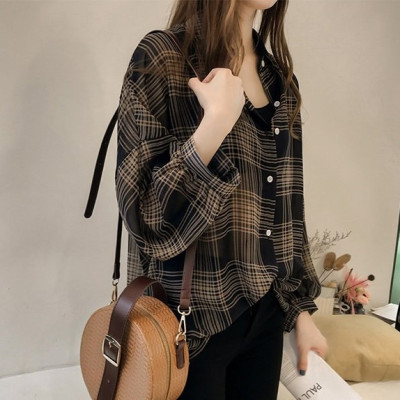 Áo Sơ Mi Dài Tay Dáng Rộng Họa Tiết Kẻ Sọc Thời Trang Cho Nữ Haint Boutique