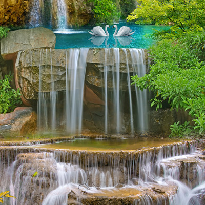 Tranh dán tường khổ dọc cảnh thác nước tuyệt đẹp LV-0154