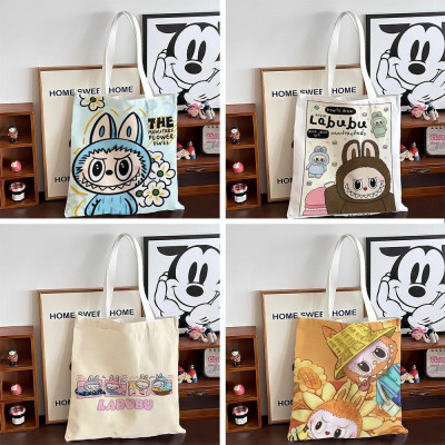 Túi xách nữ túi tote chất liệu vải họa tiết hoạt hình labubu kích thước 38 * 32cm đi chơi tiện lợi
