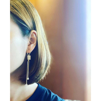 Earrings nữ đeo tai dáng dây dài gắn đá sang chảnh ulzzang