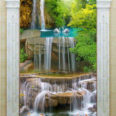 Tranh dán tường khổ dọc cảnh thác nước tuyệt đẹp LV-0154