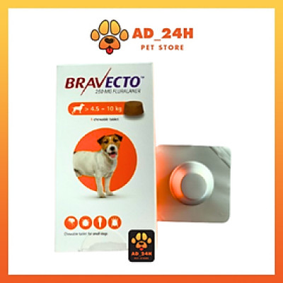 BRAVECTO diệt ghẻ, ve rận, bọ chét (chó 4.5-10kg) 