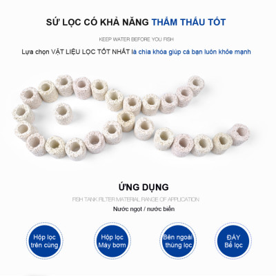 Sứ Lọc Hồ Cá 2.5/3KG vật liệu lọc nước bể cá cảnh, hồ thủy sinh cao cấp 