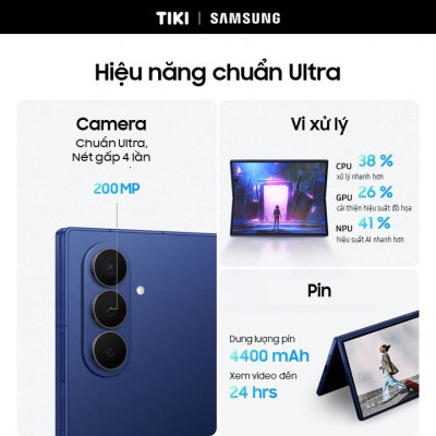 Điện thoại Samsung Galaxy Z Fold7, Điện thoại AI, Camera 200MP, Màn hình 8.0" tối ưu đa nhiệm, Mỏng nhẹ nhất - Hàng Chính Hãng
