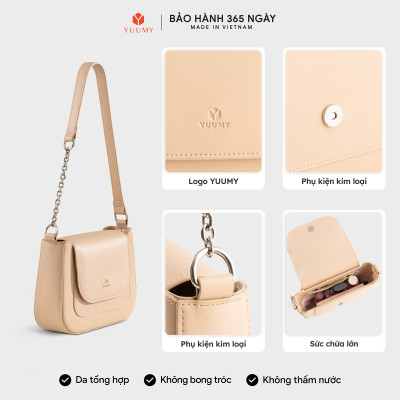 Túi Yuumy (Thời trang nữ nắp gập bo viền tối giản size 22-  Túi đeo vai da Seasand YN342)