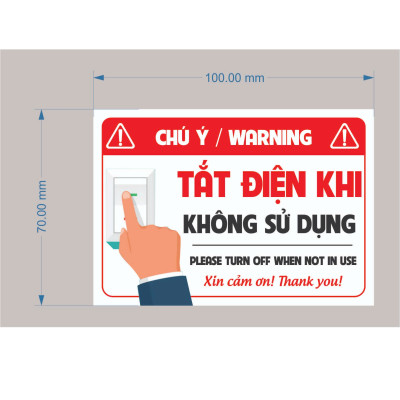 Tem Nhắc Nhở Tắt Điện, Tem Nhựa Decal Dán Cảnh Báo Tắt Điện Khi Không Sử Dụng, An Toàn, Dán Lên Mọi Bề Mặt. Takyhome 5006