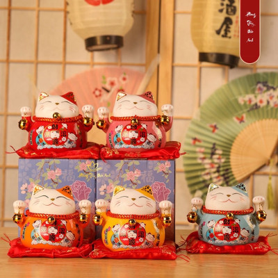 Mèo thần tài may mắn ,mèo lục lạc thu hút tài lộc có khe để tiền , kèm đệm cao để bàn hoặc làm quà tặng , trang trí bàn làm việc rất đẹp và ý nghĩa 