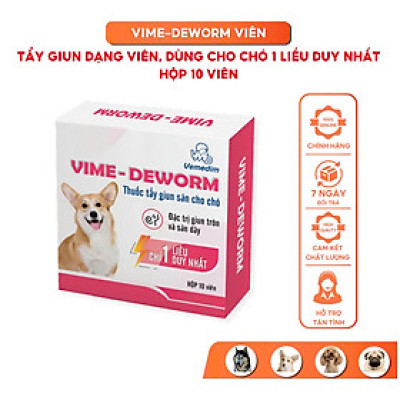 Xổ Giun Vime Deworm cho Chó Mèo Dạng Viên Vemedim - Thuốc trị giun sán cho thú cưng