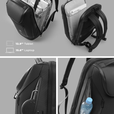 Balo laptop 15” KINGBAG ZELOS thời trang, tích hợp cổng USB đa dụng, vải trượt nước, màu đen - Hàng chính hãng