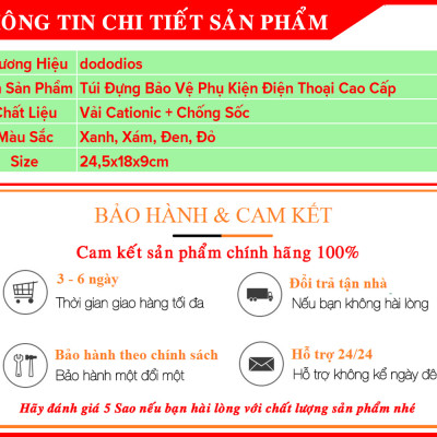 Túi Đựng Phụ Kiện Công Nghệ Chống Nước, Chống Sốc Cao Cấp – Chọn Màu - Túi Bảo Vệ Phụ Kiện Điện Thoại Máy Tính Bảng Laptop Tai Nghe Cáp Sạc Củ Sạc Pin Dự Phòng Chính Hãng Dododios