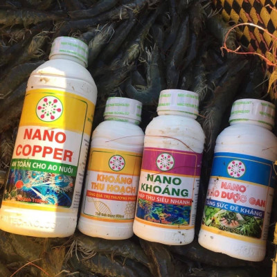 Nano Khoáng tạt Vietnam Tech Bổ sung Khoáng chất cần thiết cho tôm, cá, thủy sản, Giúp chắc cơ, cứng vỏ, ngăn ngừa da xanh, da thiếc trên tôm nuôi 1000ml