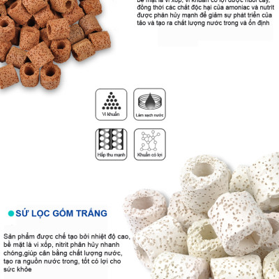 Sứ Lọc Bể Cá 1KG vật liệu dùng trong hệ thống lọc nước hồ cá thủy sinh cao cấp