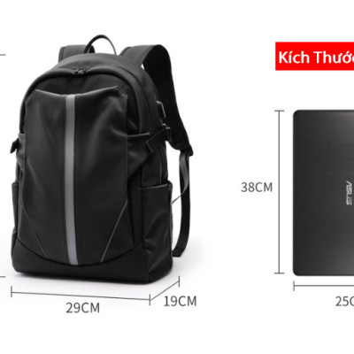 Balo Laptop 15.6 Inch Reeyee 1051 (RY110B) - Phản Quang, Nhiều Ngăn Đa Dụng - Hàng Chính Hãng