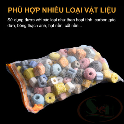 Túi lưới mịn đựng vật liệu lọc cốt nền khóa kéo nhựa bể cá tép thủy sinh