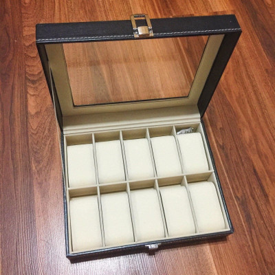 Hộp Đựng Đồng Hồ 10 Ngăn SAIKE SAIKE S102 Vỏ Da Pu Màu Đen