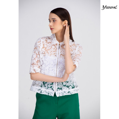 Áo ren organza cổ trụ Maxivic M032312