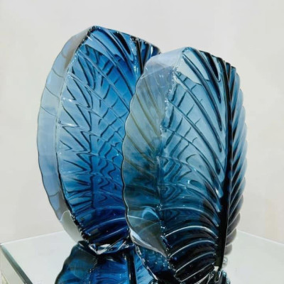 Lọ hoa thủy tinh phong cách Bắc Âu màu xanh Biển Hàng chính hãng