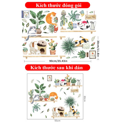 Sticker Giấy Dán Tường Decal Dán tường Tranh Dán Tường Trang Trí Tường Mẫu Kệ Hoa Lá Cây Cảnh ZH96