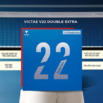 Mặt Vợt Bóng Bàn Victas V22 Double Extra Xanh - Tốc Độ Tối Ưu, Độ Xoáy Mạnh Mẽ, Hiệu Suất Đỉnh Cao