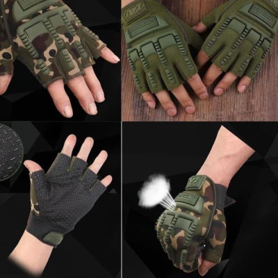 Bao  tay hở ngón thể thao  với  lớp cao su ở mu bàn tay  giúp  bảo vệ đôi tay của bạn , chống  trơn trượt,  dùng đi phượt , dã ngoại họa tiết rằn ri phong cách quân đội cho nam và nữ
