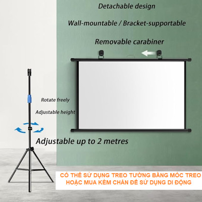 Màn chiếu treo tường/ Di động dạng Lite Prima - Apollo - nhẹ gọn mang đi, dễ lắp đặt bằng móc treo. Kích thước 60 inch, 72 inch, 80 inch và 100 inch tỉ lệ 16:9 và 4:3 - Hàng nhập khẩu