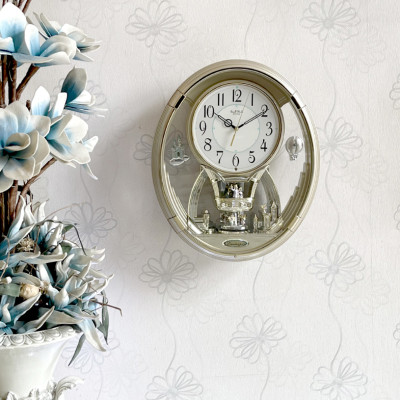 Đồng hồ treo tường RHYTHM Magic Motion 4MH736WD18 -Vỏ màu vàng, Kích thước 34.5 x 41.0 x 8.7cm