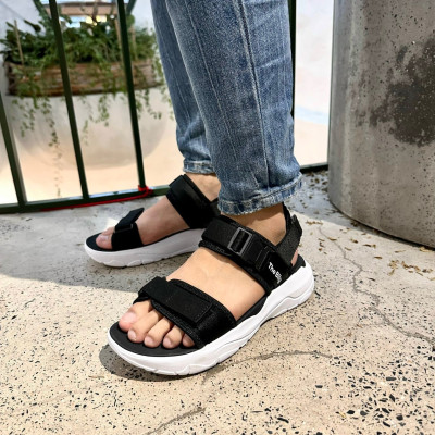 Giày Sandal Nam Nữ Unisex The BiLy Quai Ngang Dây Dù Đế IP Siêu Êm Nhẹ Đế Trắng Màu Đen-BLDT09