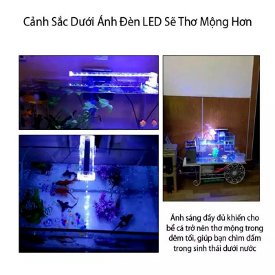 Đèn bể cá cảnh KẸP hồ cá 15cm 25cm 35cm 45cm 60cm BONETAR 10D 20D 30D 40D cao cấp, 2 màu trắng xanh, siêu bền, tiết kiệm điện