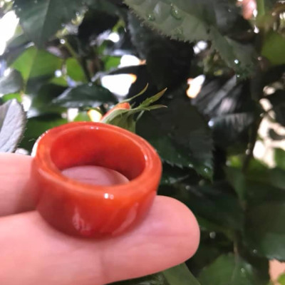 CHIẾC NHẪN VUÔNG ỐNG ĐỎ ĐẬM ĐẸP ĐÁ CẨM THẠCH MAY MẮN SIZE 17MM BẢN CAO 9,5MM  AC  MẠNG HỎA VÀ THỔ 