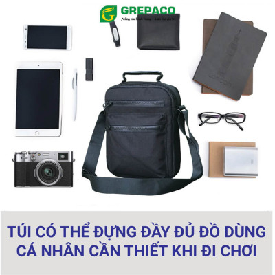 Túi Đeo Chéo Grepaco Nam Nữ Unisex Vải Bố Canvas Thời Trang Hàn Quốc Đa Năng Đựng Điện Thoại Máy Tính Bảng Mini Chống Thấm Xước Nhiều Ngăn Khóa Kéo YKK, Phù Hợp Nhiều Kiểu Xách Đeo Khác Nhau - Hàng Chính Hãng