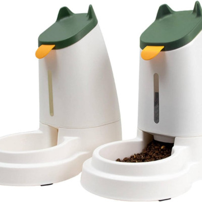 Bình Thức Ăn Tự Động Cho Chó Mèo Hình Mèo Tai Vểnh