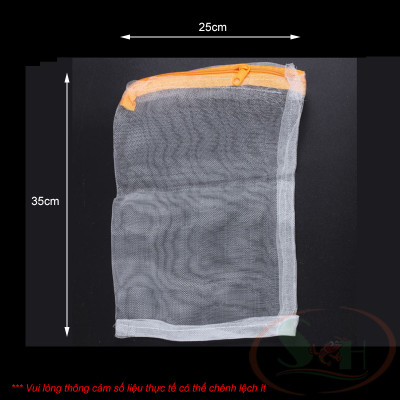 Túi lưới mịn đựng vật liệu lọc cốt nền khóa kéo nhựa bể cá tép thủy sinh