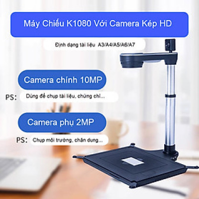 ROGTZ - Máy chiếu vật thể scan màu K1080 Tốc độ nhanh Phân giải cao Lấy nét Thu phóng tự động Quét đa chế độ A3 A4 A5 A6 A7 Tương thích nhiều hệ điều hành USB 2.0 Tích hợp Micro Văn phòng Giáo dục Thư viện Hàng Chính Hãng