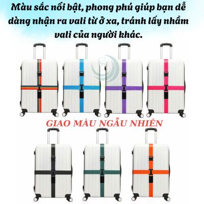 [KHÓA GÀI]-Dây đai cố định và bảo vệ vali an toàn mẫu đôi 2m, màu ngẫu nhiên+ Tặng kèm thẻ đeo hành lý ngẫu nhiên